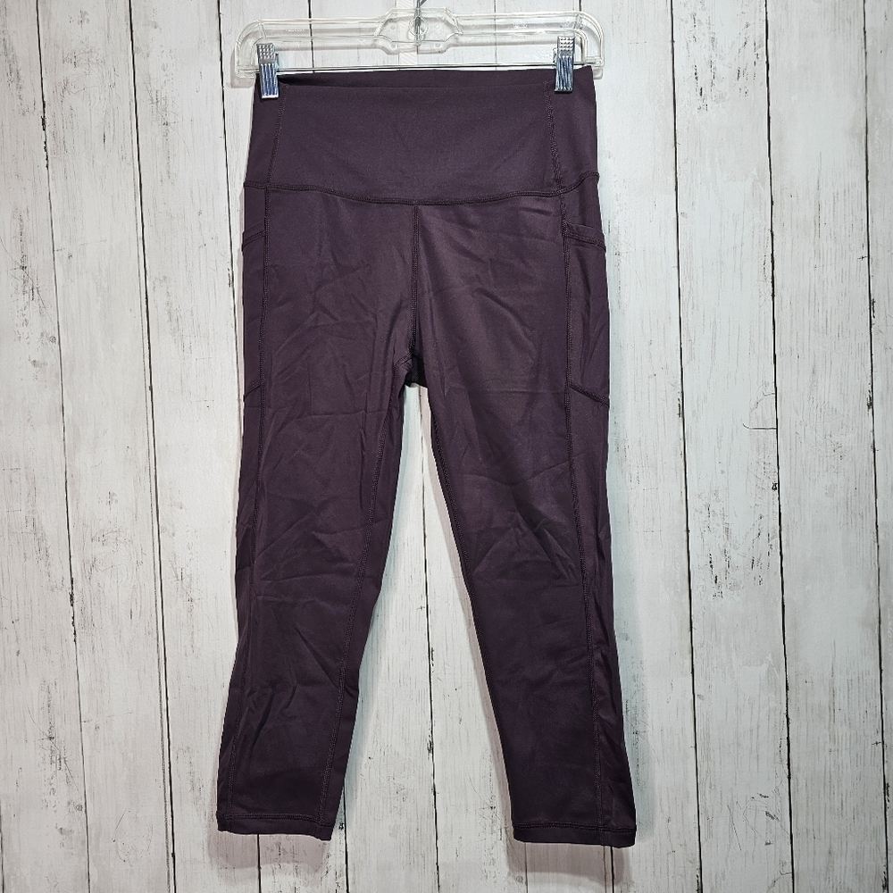 Zyia Active Women's Size 8-10 High Rise Crop Side Pocket Leggings Plum Purple. - Picture 1 of 7